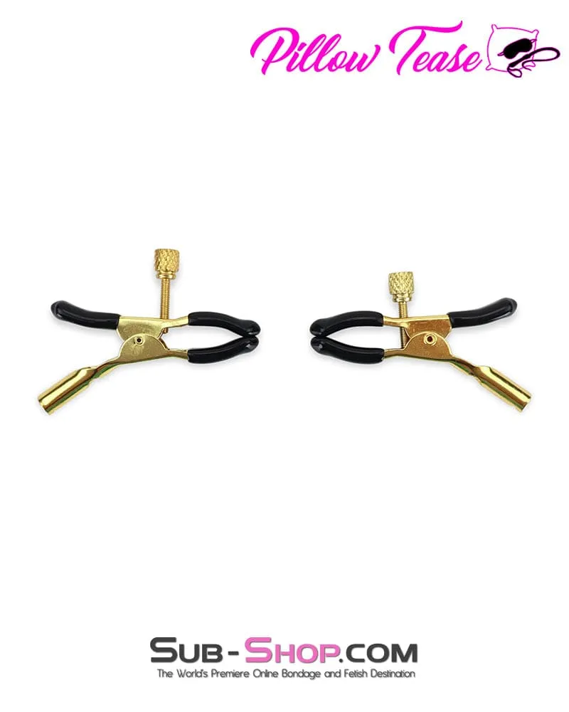 1548M      <b>BOGO!</b> Black Rubber Tipped Adjustable Gold Nipple Clamps