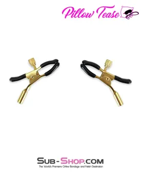 1548M      <b>BOGO!</b> Black Rubber Tipped Adjustable Gold Nipple Clamps