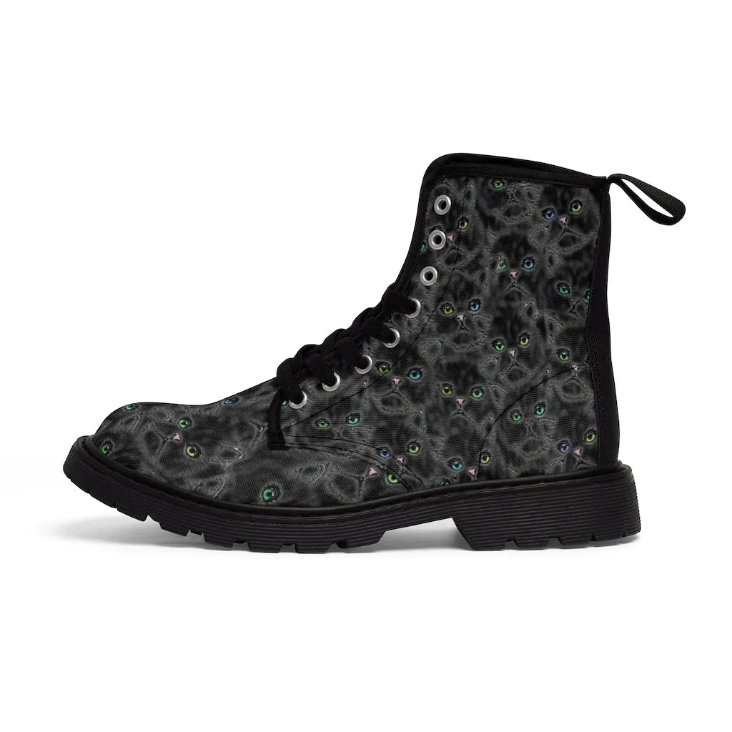 Blackgamma Kitty Faces Women's Canvas Boots