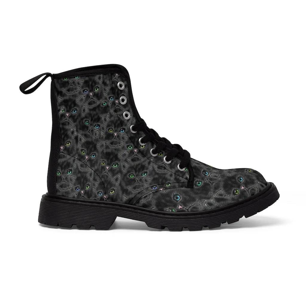 Blackgamma Kitty Faces Women's Canvas Boots