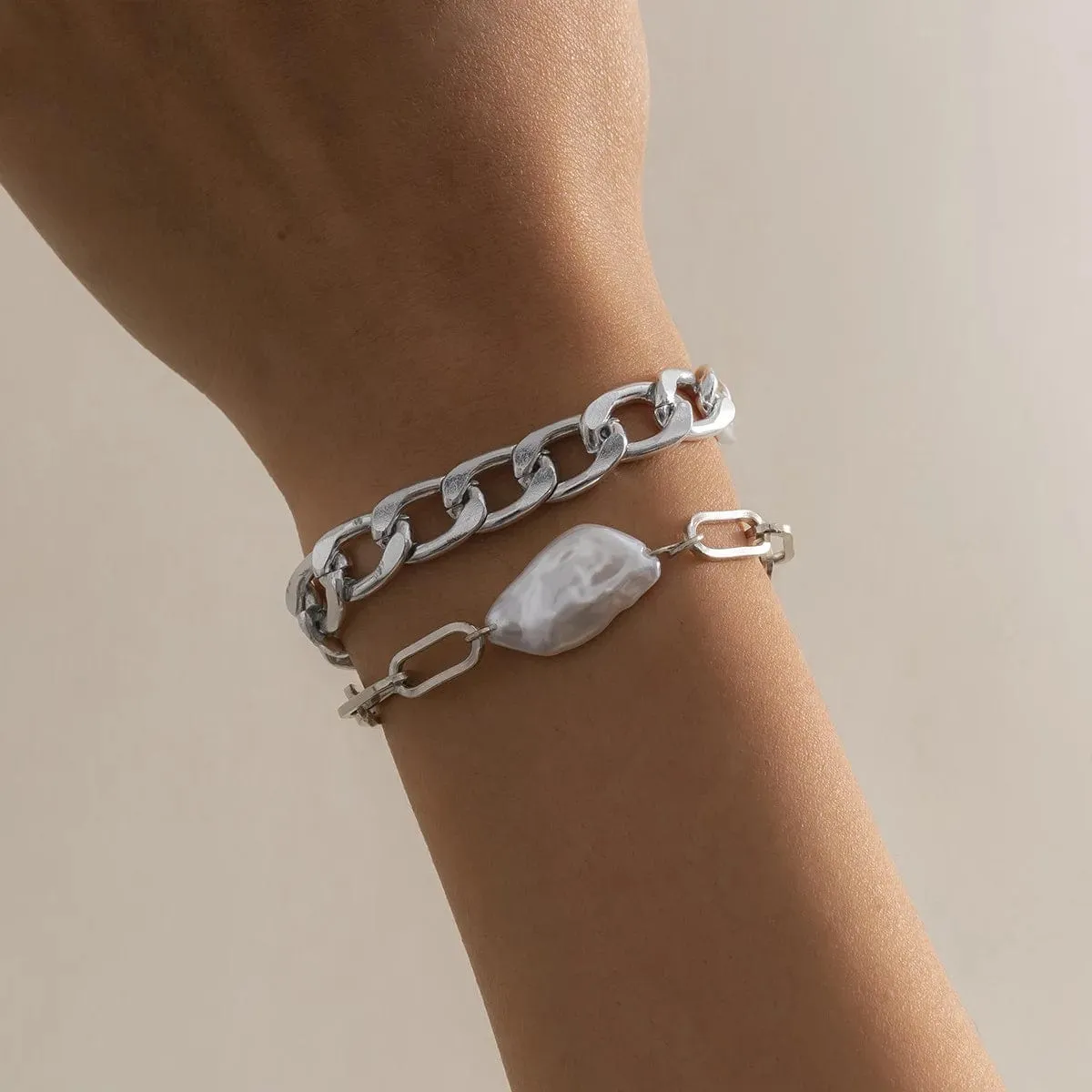 Boho White Stone Chain Bracelet Set