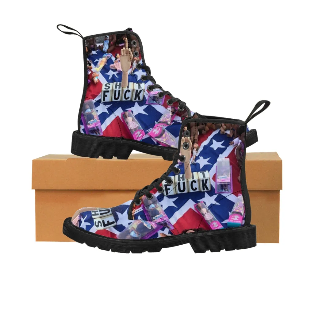 Canvas Boots AL BLUE DESIGNED ART FUCK