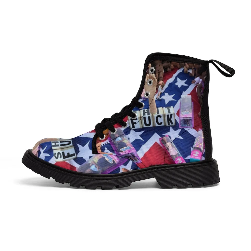 Canvas Boots AL BLUE DESIGNED ART FUCK