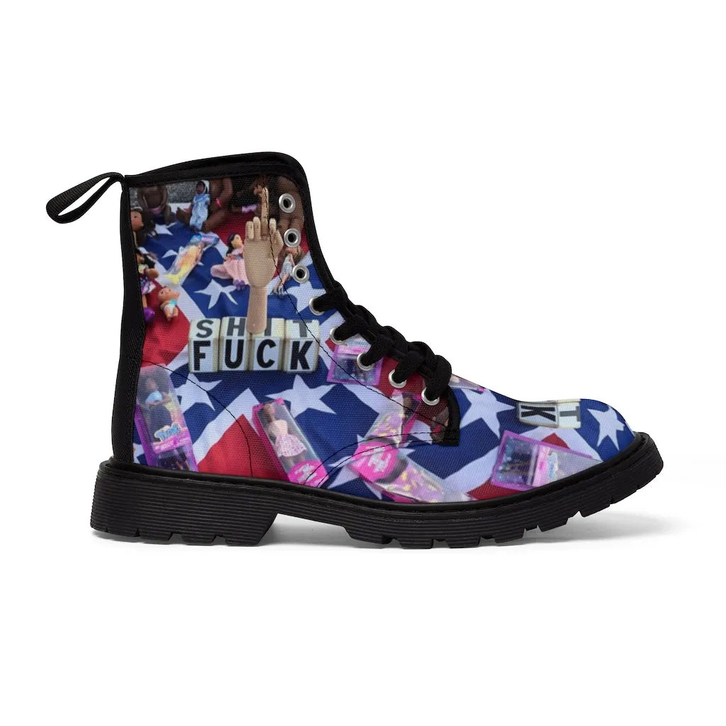 Canvas Boots AL BLUE DESIGNED ART FUCK