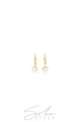 Circle gold diamond hoop earring