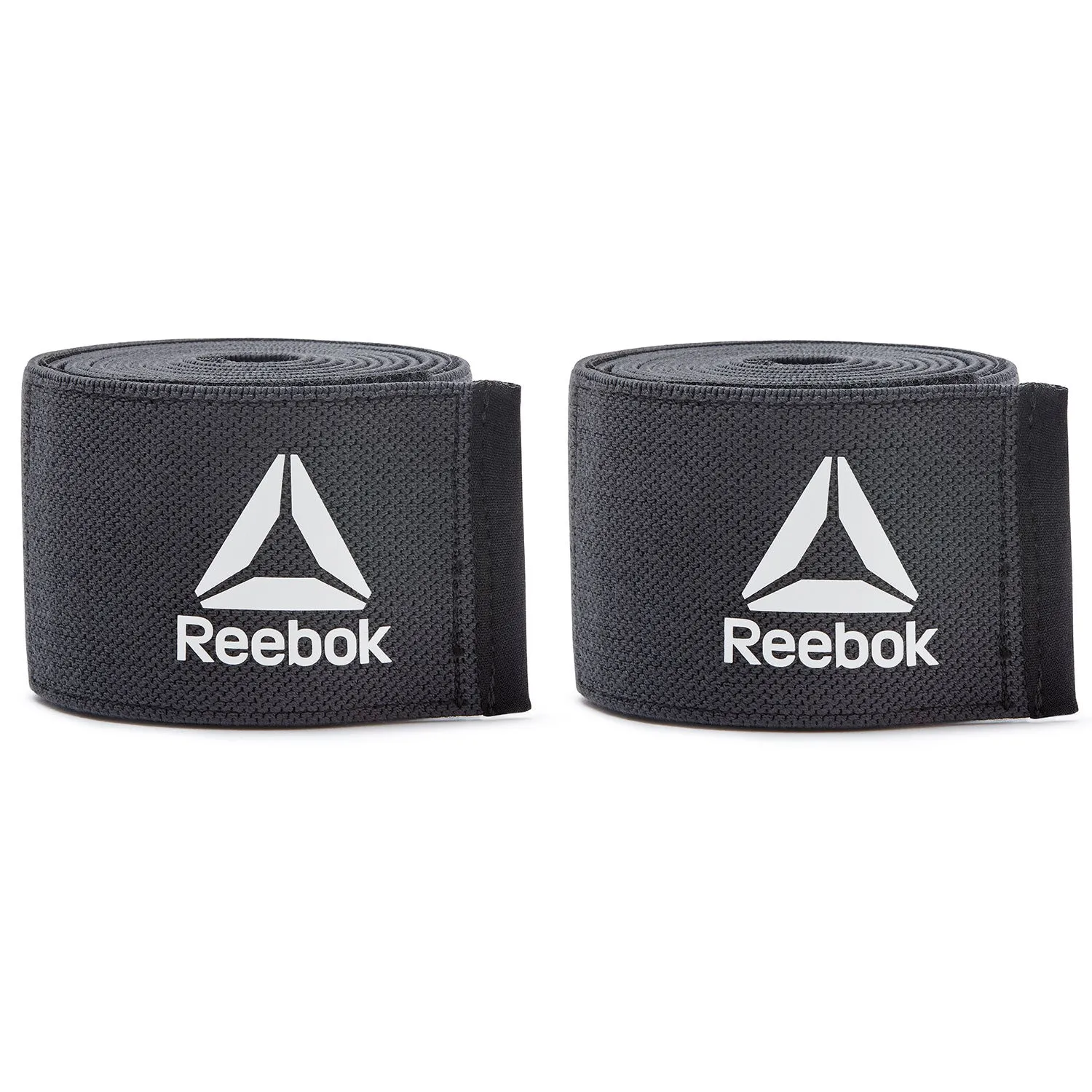 Elasticated Black Knee Wraps, 2m Long, Pair - Reebok