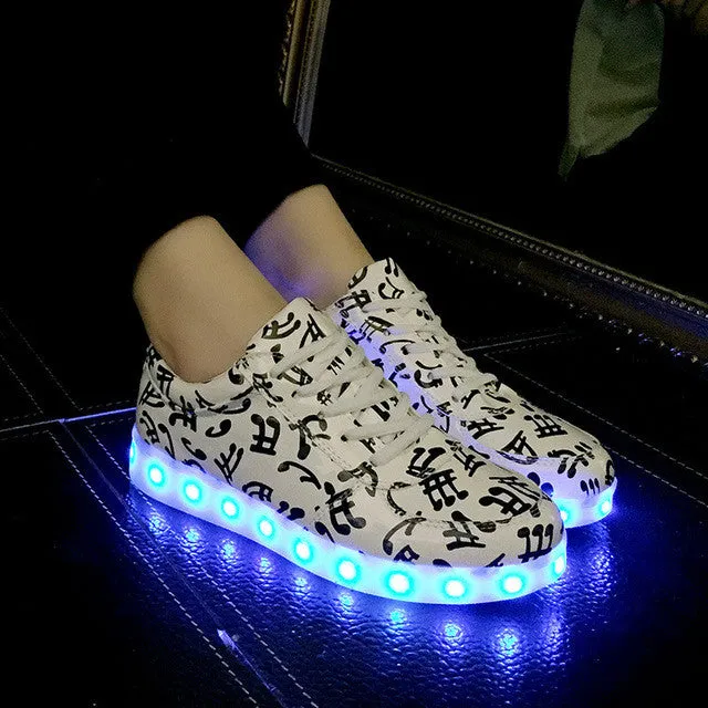 Femme luminous Led shoes Usb Charge lights up Men&Adults colorfull glowing shoe neon casual basket trainers 11 Colors Led shoes