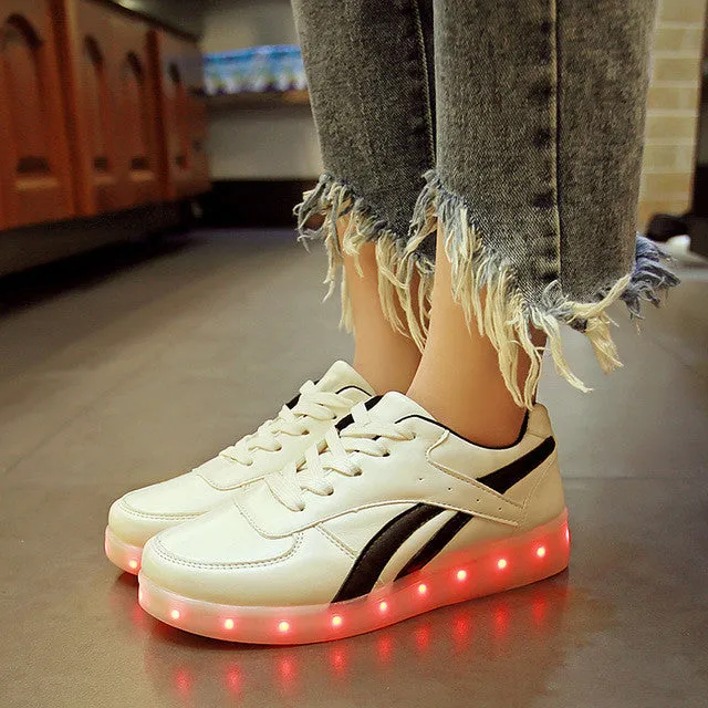 Femme luminous Led shoes Usb Charge lights up Men&Adults colorfull glowing shoe neon casual basket trainers 11 Colors Led shoes