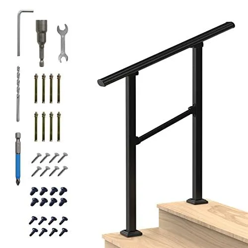 Handrail for Outdoor Steps - Black Wrought Iron