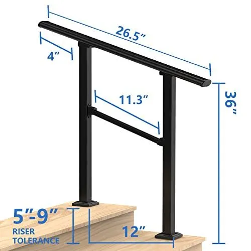 Handrail for Outdoor Steps - Black Wrought Iron