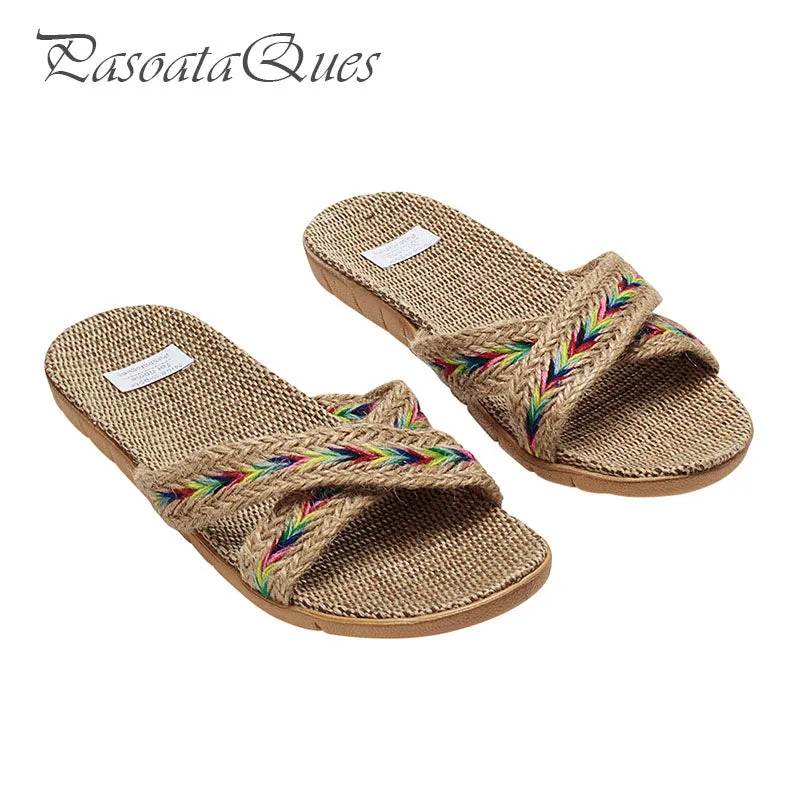 Hemp Men's Shoes House Bedroom Bathroom Indoor Slippers Slides For  Spring Summer Indoor Non-slip Women Flats Pasoataques Brand