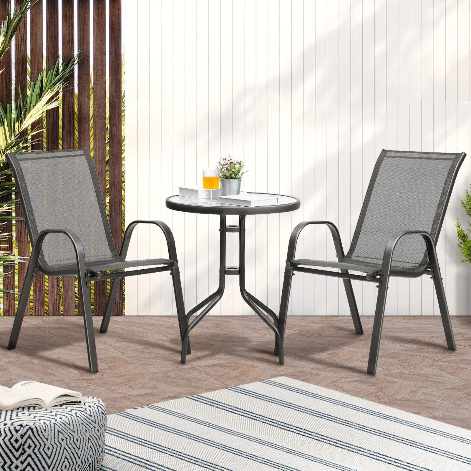 Livsip Outdoor Bistro Set Dining Chairs Table Patio Furniture 3 Piece