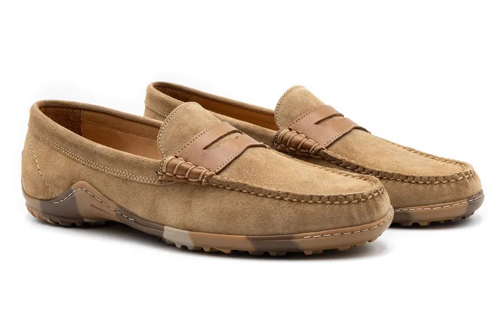 Martin Dingman Bill Water Repellent Suede Penny Loafers - KHAKI