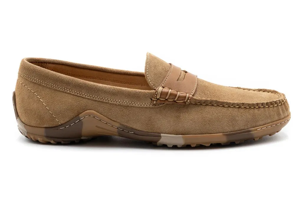 Martin Dingman Bill Water Repellent Suede Penny Loafers - KHAKI