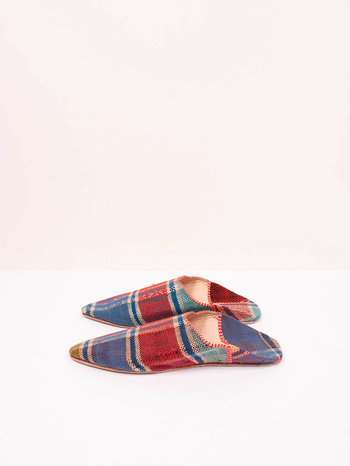 Moroccan Boujad Pointed Babouche Slippers, Fez Check