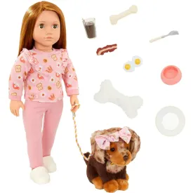 Our Generation 18 Inch Doll With Pet Dog - Claudia & Cinnamon