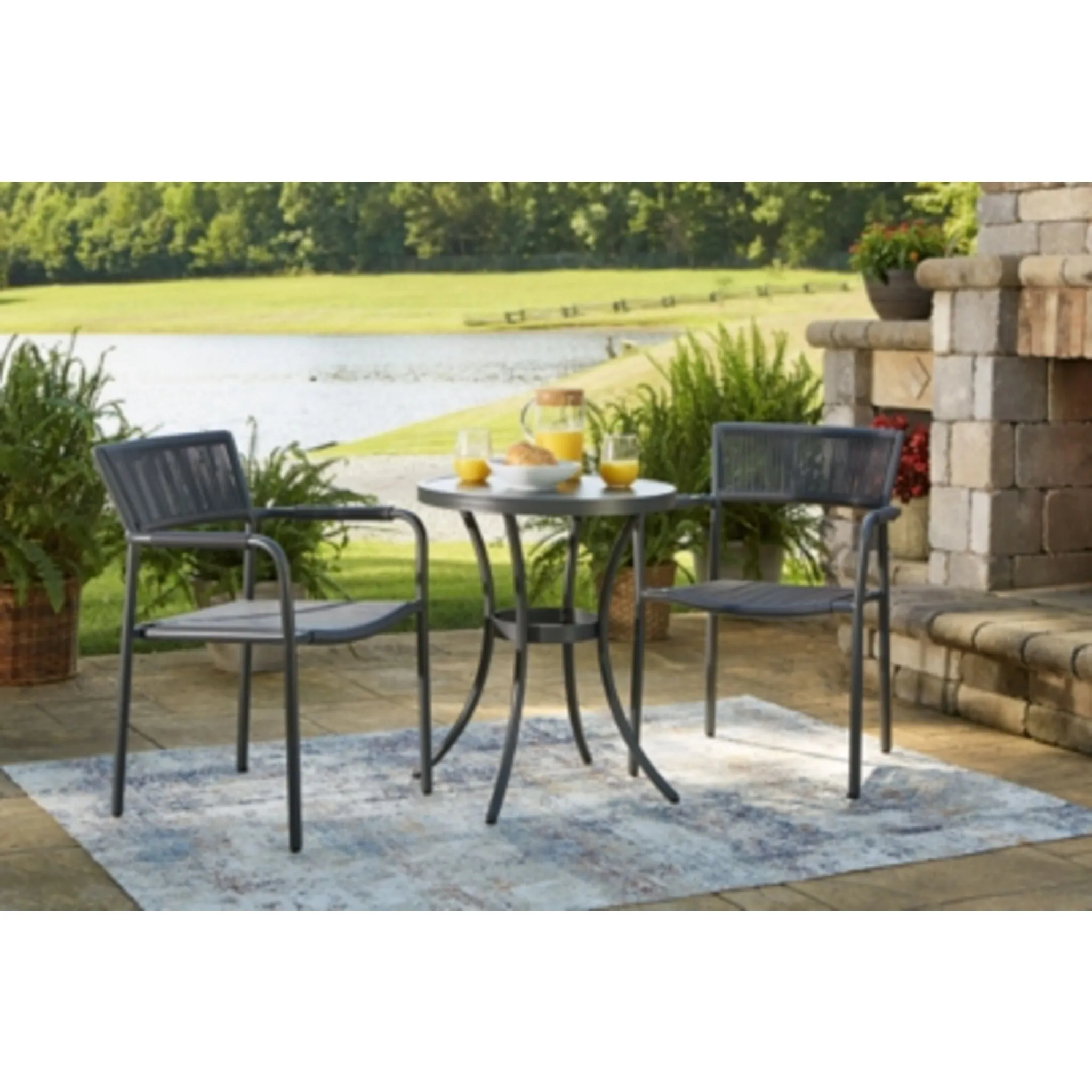 Outdoor Crystal Breeze Chairs w/Table Set (3/CN)