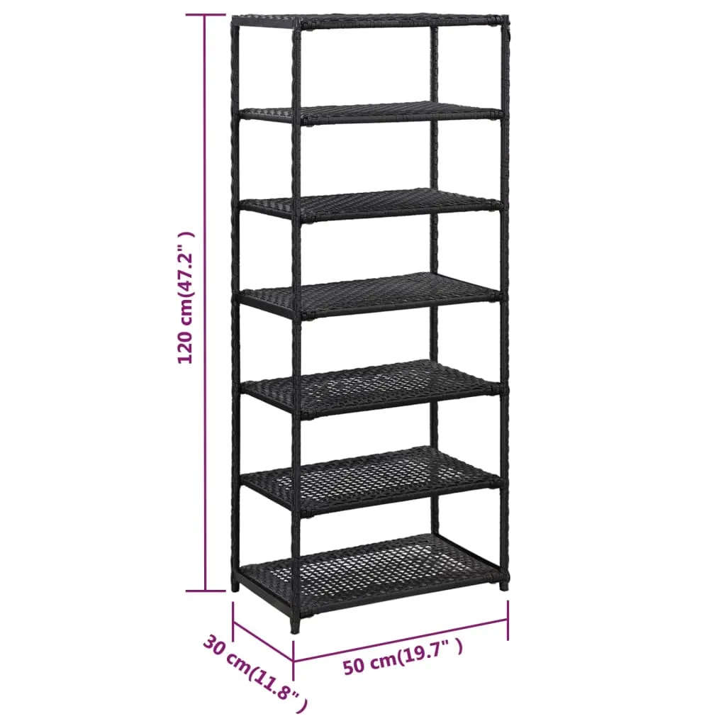 Shoe Rack Black 50x30x120 cm Poly Rattan