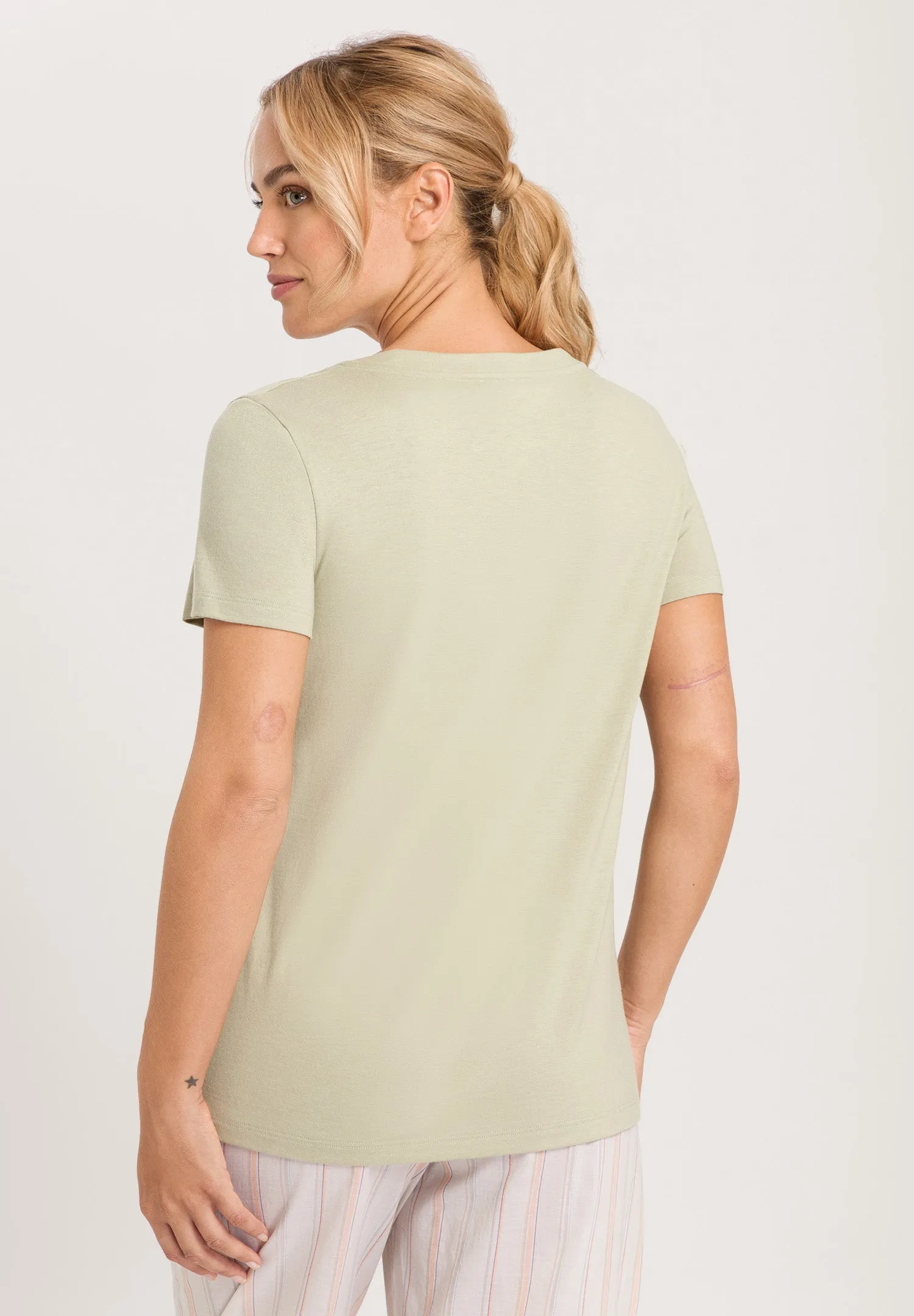 Sleep And Lounge V-Neck T-Shirt | Moss Green 77876-2720