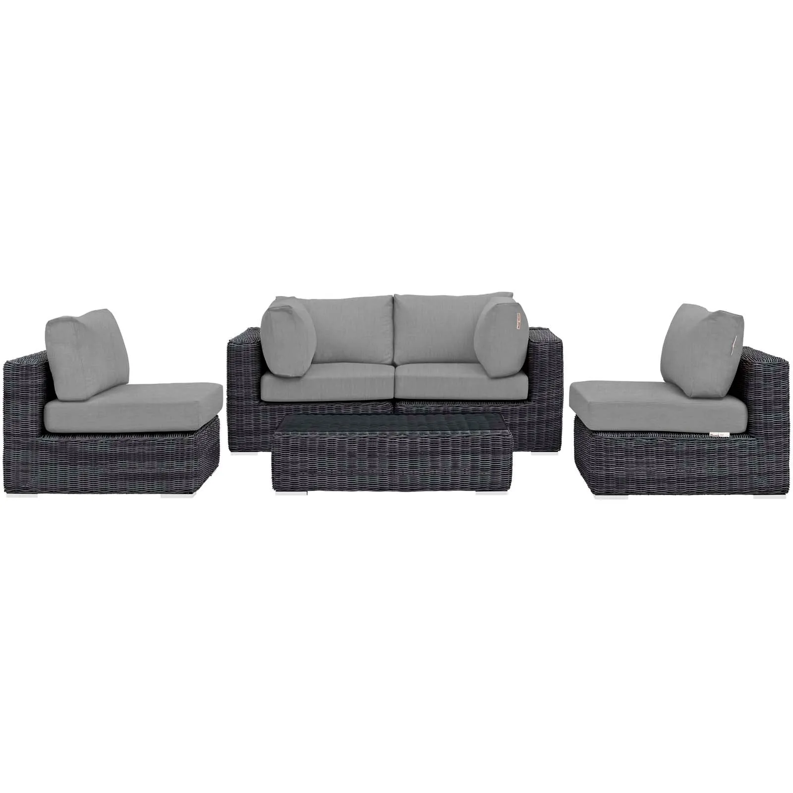 Summon 5 Piece Outdoor Patio Sunbrella® Sectional Set Canvas Gray EEI-1896-GRY-GRY-SET