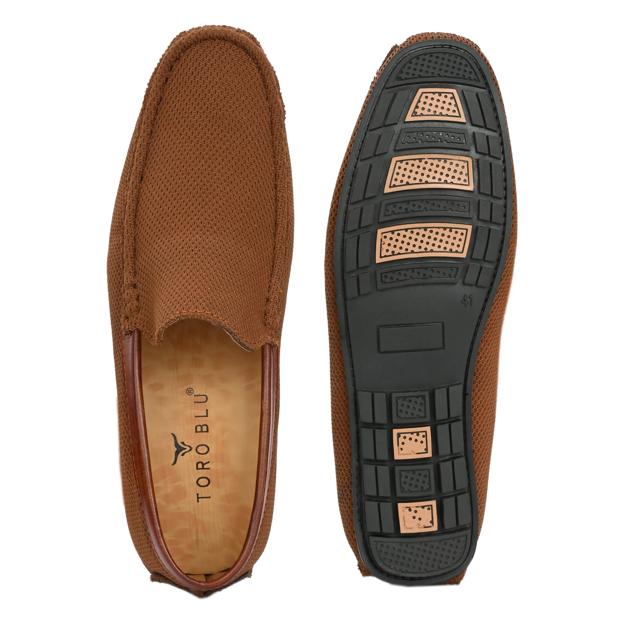 Toro Blu Knit Loafers for Men | Lightweight Shoes for Boys, Designed for All Seasons (Syrup Brown)