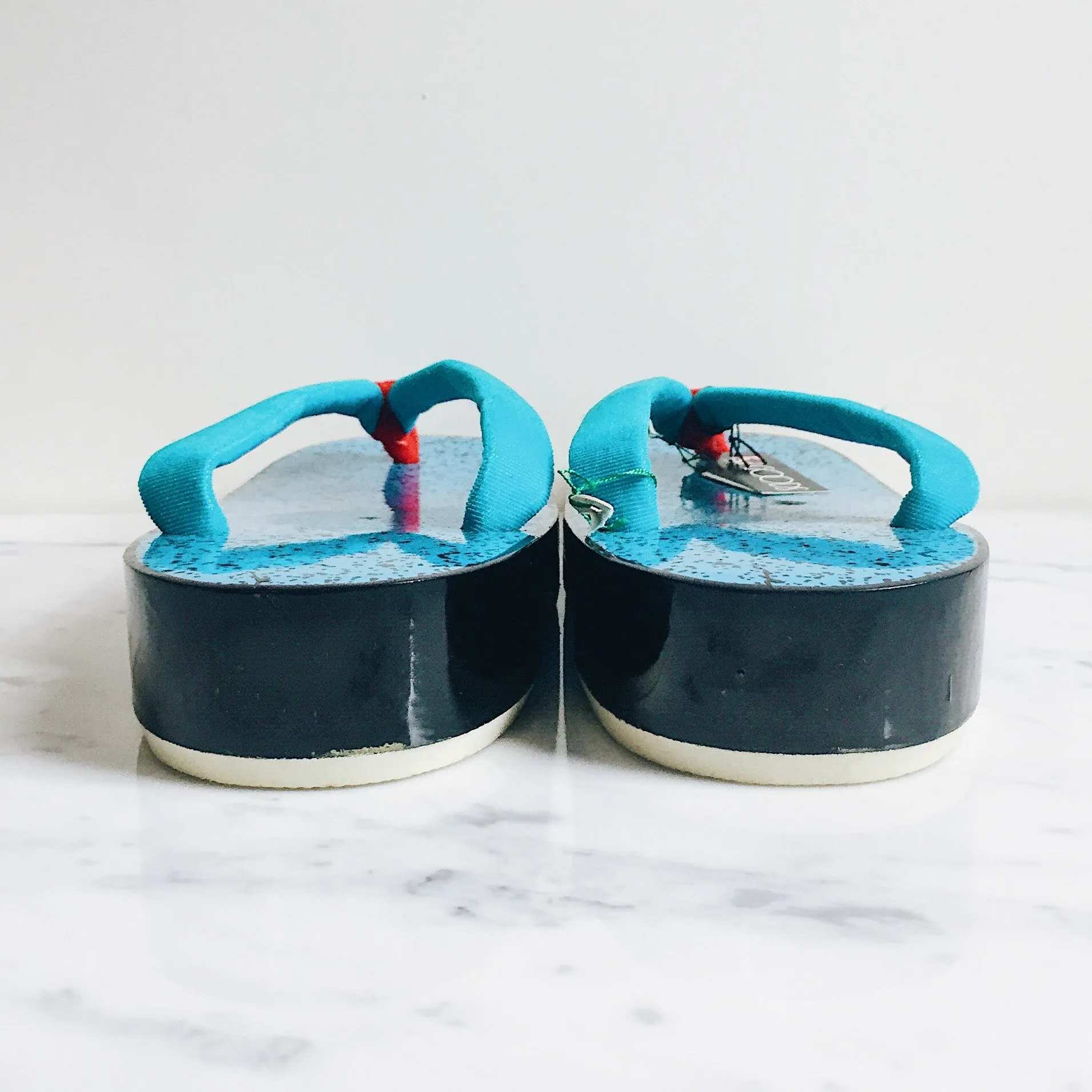 Vintage Speckled Turquoise Geta Slippers