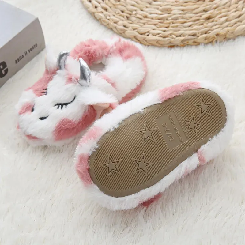 Violet & White Cow Slippers for Girls