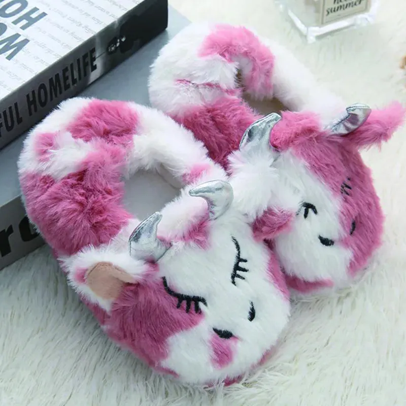 Violet & White Cow Slippers for Girls