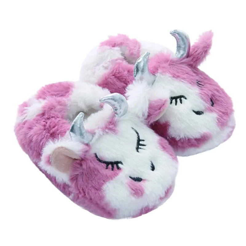 Violet & White Cow Slippers for Girls