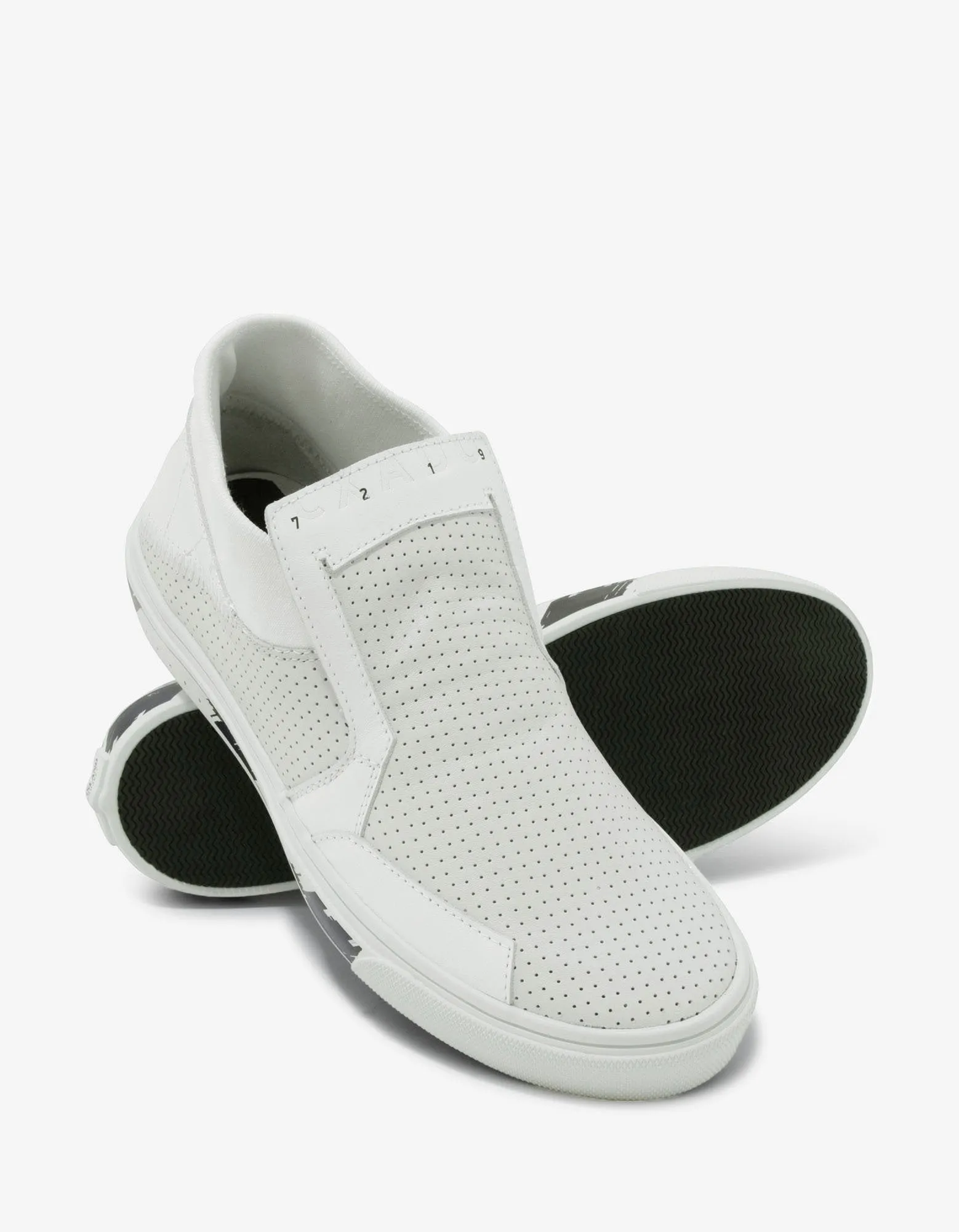 White Leather Slip-On Trainers