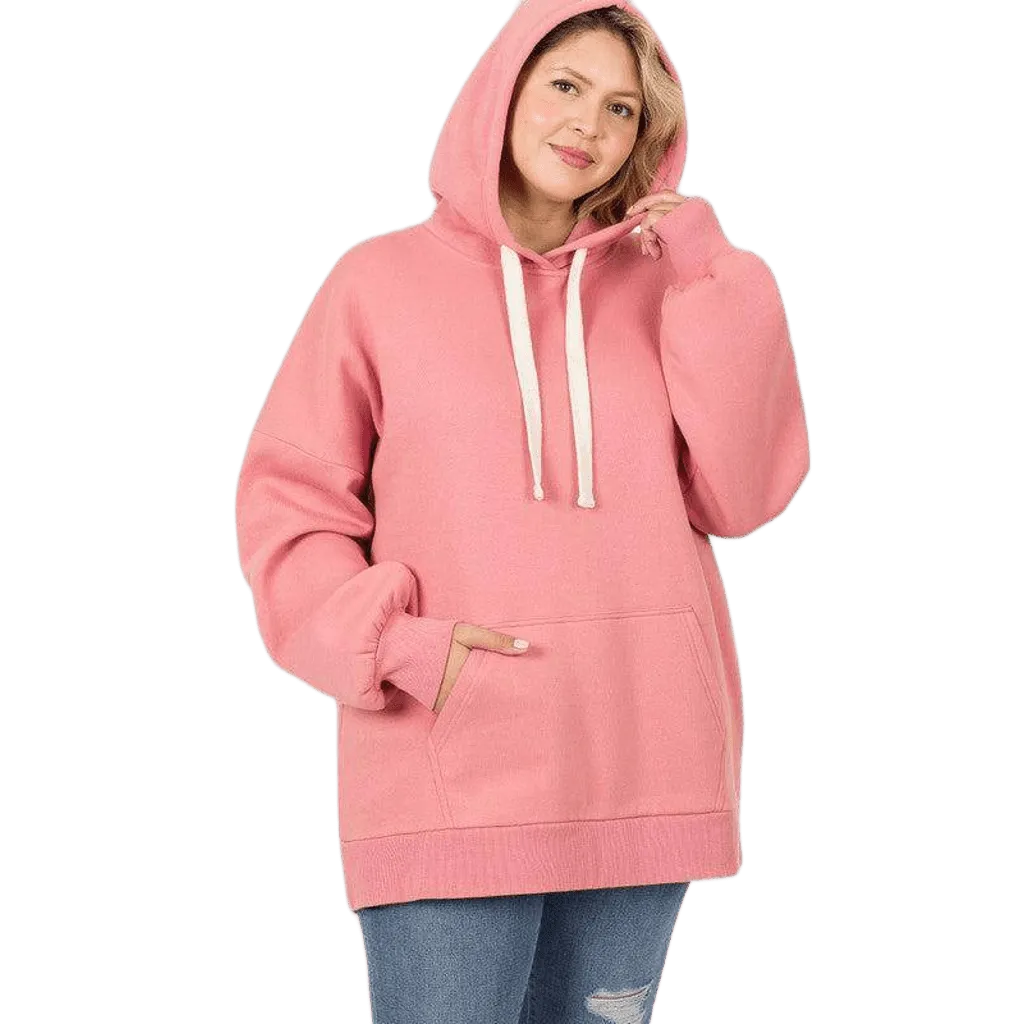 Zenana Plus Loose Fit Pullover Hoodie